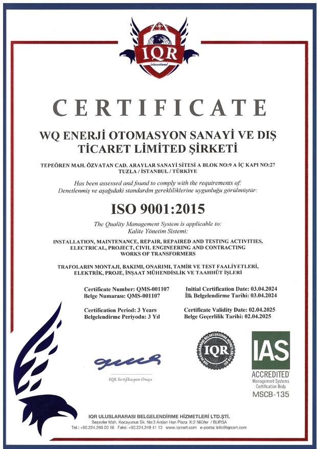 WQ Enerji_ISO9001 KYS Sertifika_